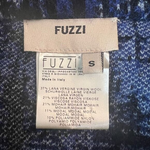 Fuzzi Blue Plaid Knitted Unlined Sweater Shacket Coat Size S - Picture 8 of 11